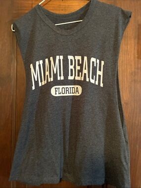 Men’s Heather Gray Tank with White Miami Beach Graphic